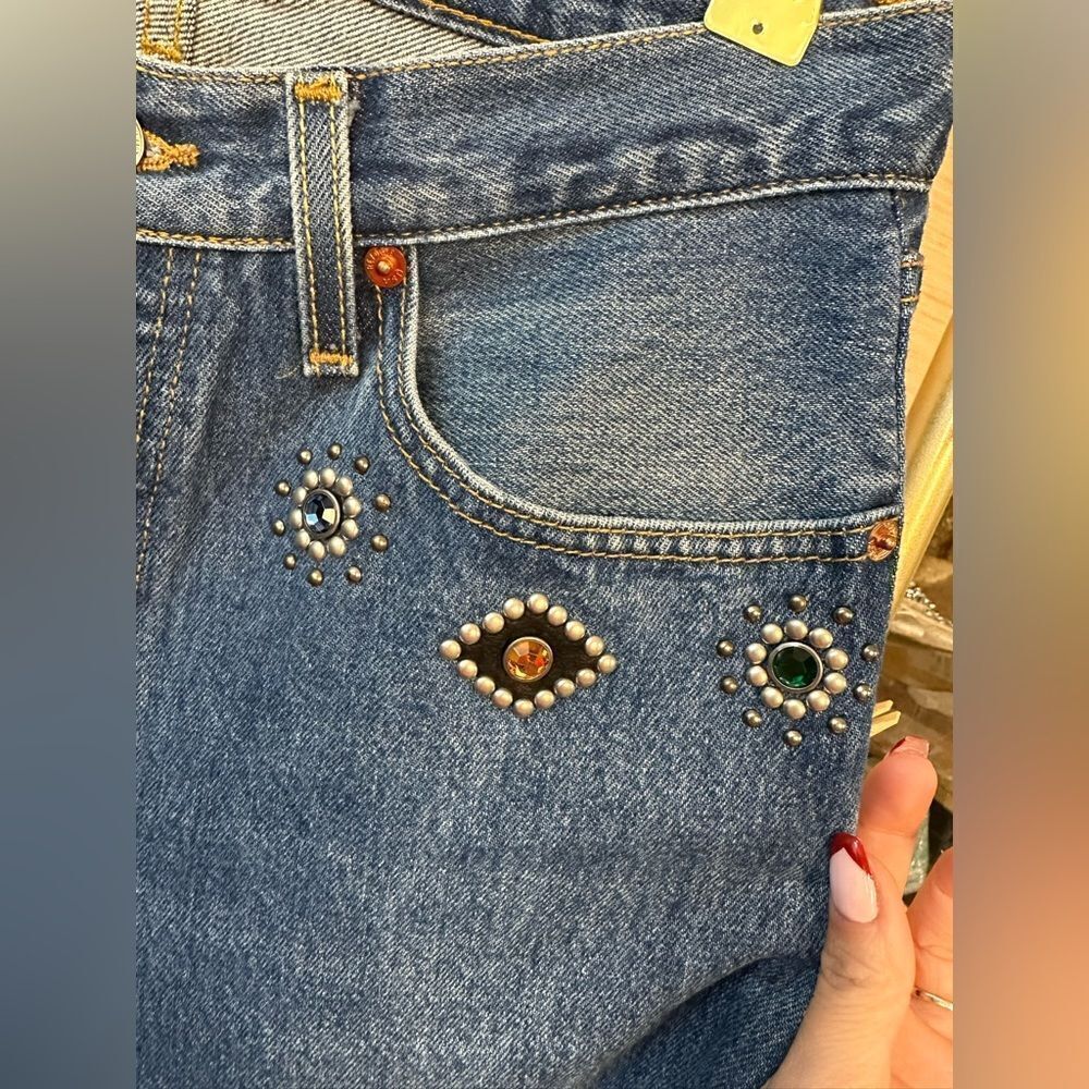 NWT REDONE LEVI'S RARE 70S STRAIGHT IN INDIGO STUD MSRP $625.00 - Picture 14 of 16